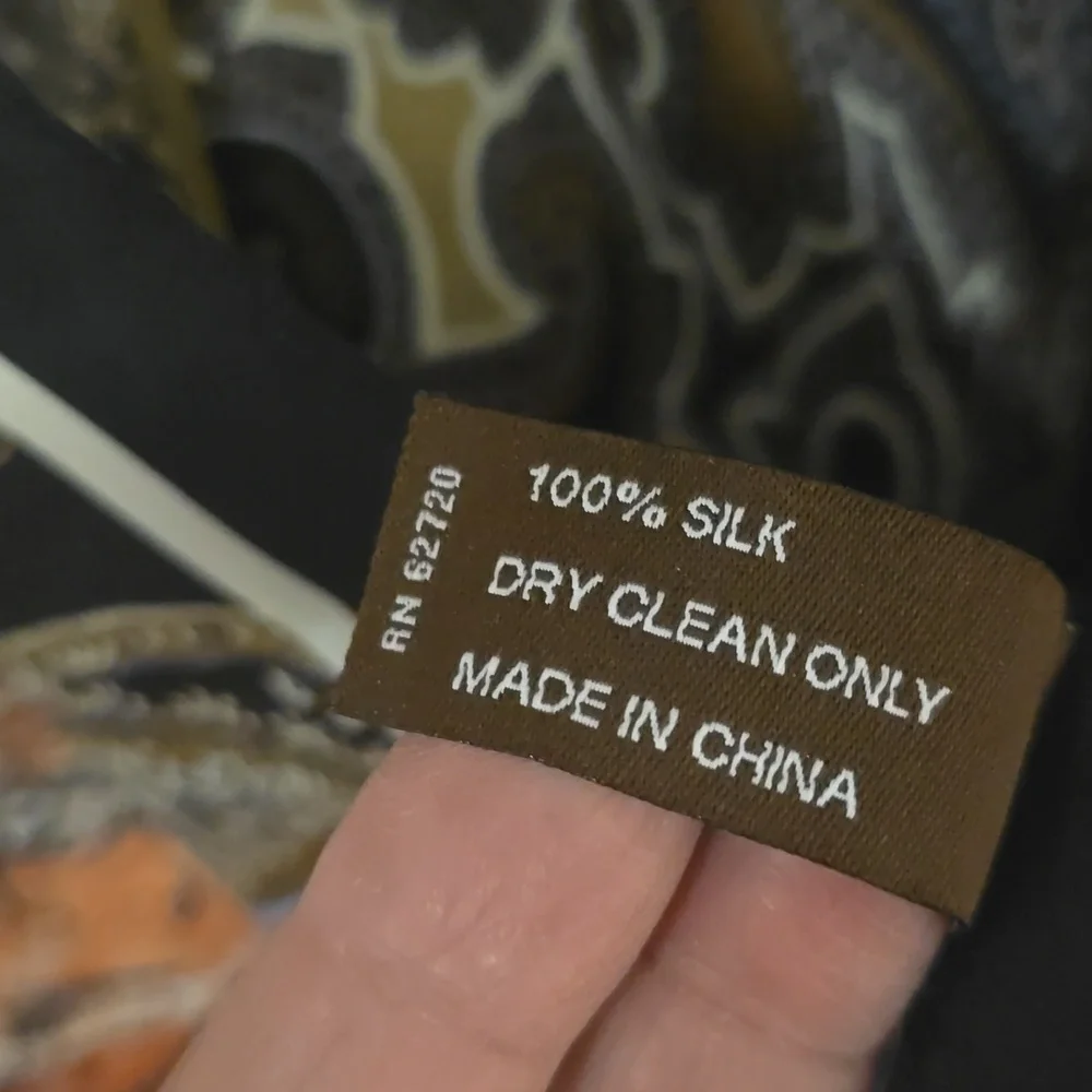 Adrienne Vittadini Gold and Black Paisley Silk Scarf - Picture 4 of 9